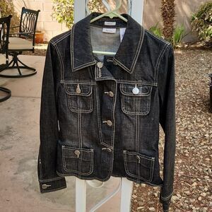 Liz & Co. stretch black denim fitted jacket women's medium